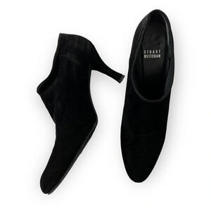 Stuart Weitzman Size 9 Sueded Black Slip on Heeled Bootie